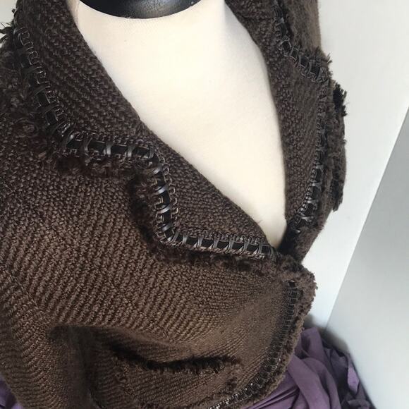 Dialogue Brown 3-Snap Front Wool-Blend Blazer 4 - Picture 5 of 6